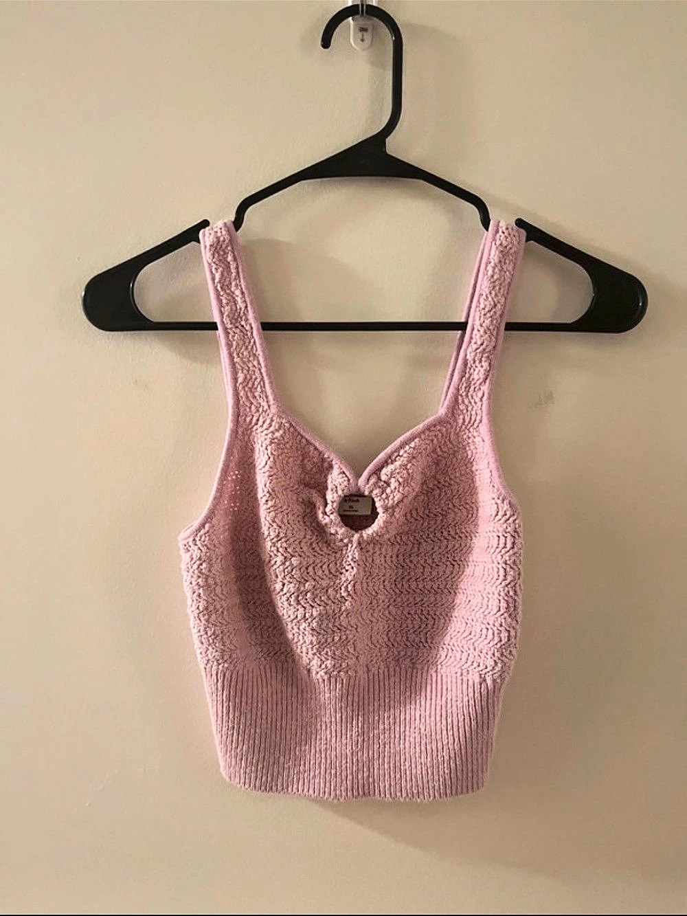 Abercrombie & Fitch Ruched O-Ring Crop Top Pink Knit Crop Tank Size XS Like New